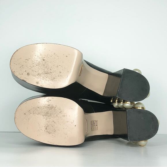 Gucci Vegas Malaga Kid Pearl Studded Platform Horsebit Detail Moc Shoes 37.5 - Picture 6 of 8